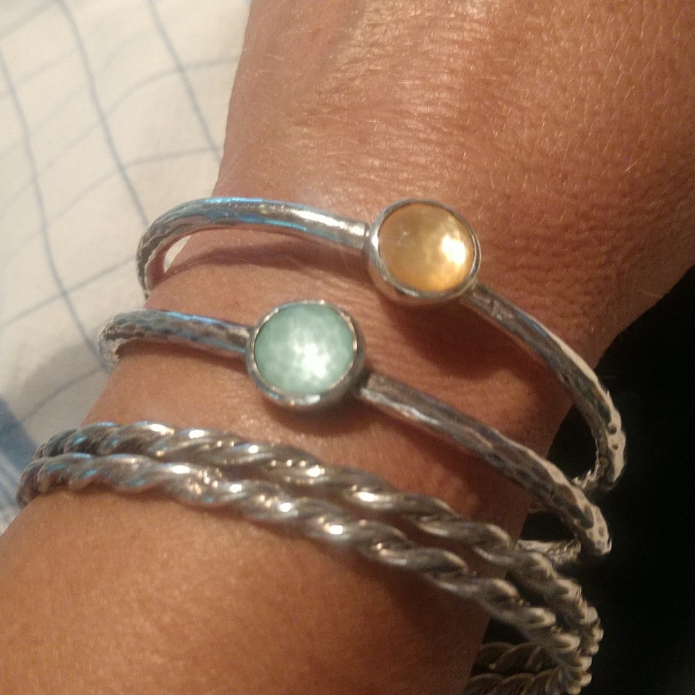 Ippolita Silver Bracelets with greenish blue and peachy Stones